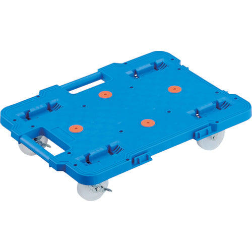 TRUSCO Plastic Platform Cart, Articulated Route Van, 615 x 415, Nylon Wheels, with Stopper, Blue, MPB-600NS-B, 1 Unit