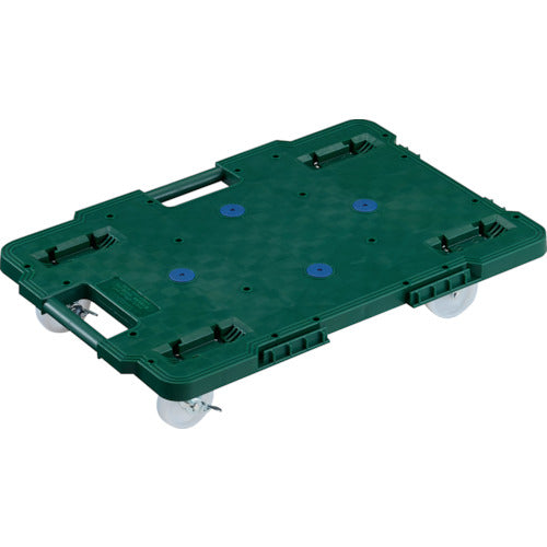 TRUSCO Plastic Platform Cart, Articulated Route Van, 615 x 415, Nylon Wheels, 4 Swivel Wheels, with Stopper, Green, MPB-600NJS-GN, 1 Unit