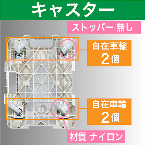 ＴＲＵＳＣＯ　樹脂製平台車　連結式ルートバン　メッシュタイプ　５１５Ｘ３８５　ナイロン車輪　オール自在　白　MPK-500NJ-W　1 台