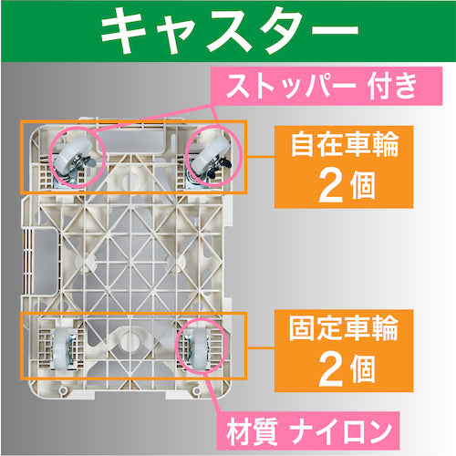 ＴＲＵＳＣＯ　樹脂製平台車　連結式ルートバン　メッシュタイプ　５１５Ｘ３８５　ナイロン車輪　自在側ストッパー付　白　MPK-500NS-W　1 台