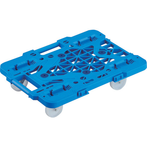 TRUSCO Plastic Platform Cart, Articulated Route Van, Mesh Type, 515 x 385, Nylon Wheels, All-Swivel, Blue, MPK-500NJ-B, 1 Unit
