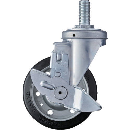 해머 나사식 식 선회식 고무 캐스터 125mm 스토퍼 부착 413SA-R125 1개