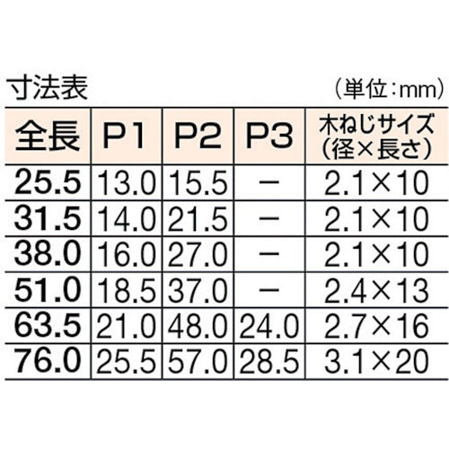 ＴＲＵＳＣＯ　スチール製薄口普通蝶番　生地仕上げ　全長２５．５ｍｍ　（１０個入）　550-25N　1 袋