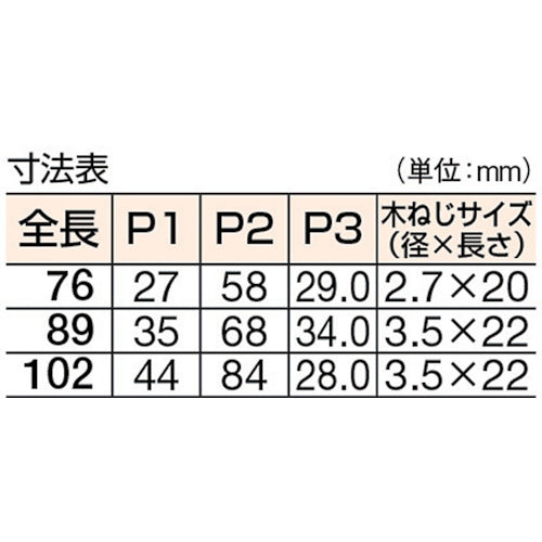 ＴＲＵＳＣＯ　ステンレス製中厚蝶番　ナイロンリング入　全長８９ｍｍ　（４個入）　ST-999NR-89HL　1 袋