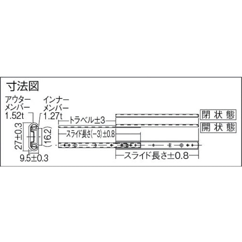 アキュライド　シングルスライドレール５００ｍｍ　C2721-50　1 本
