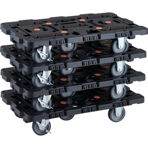 TRUSCO Bulk Purchase Interlocking Plastic Platform Cart Beetle 700X450 3 Swivel Wheels 2 Inside Wheels with Stoppers Set of 4 BT700J3S2-E100-M4 1 S