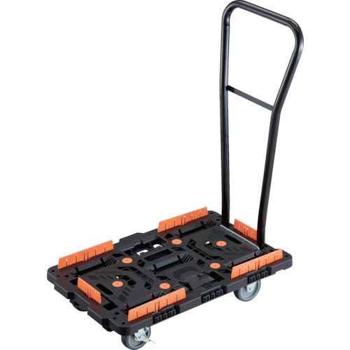 TRUSCO Interlocking Plastic Platform Truck Beetle 700X450 3 Swivel Wheels 2 Wheels with Stoppers Removable Handle Spill Prevention Set BT700KJ3S2H-E100 1 Unit
