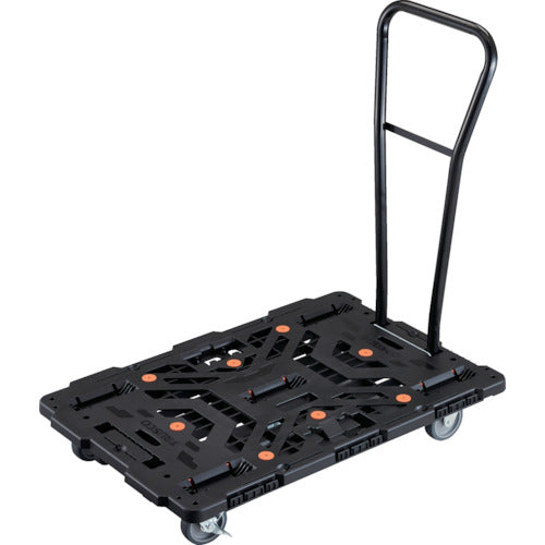 ＴＲＵＳＣＯ　連結式樹脂製平台車　ビートル　９００Ｘ６００　自在３輪　内２輪ストッパー付　脱着式ハンドル付　BT900J3S2H-E100　1 台