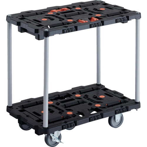 TRUSCO Interlocking Resin 2-Tier Cart Beetle 700X450 3 Swivel Wheels 2 Inside Wheels with Stoppers Brazed Stoppers No Handle BT720J3S2-E100T 1 Unit