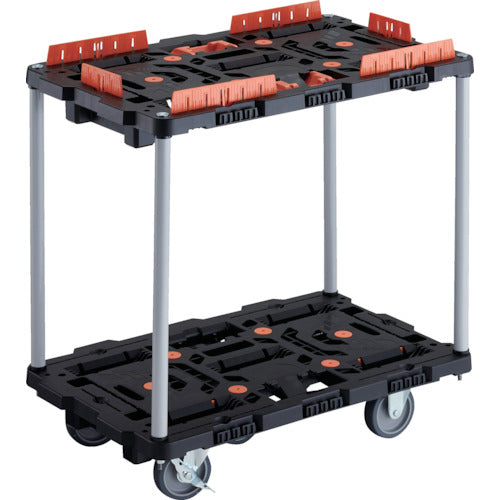 TRUSCO Interlocking Resin 2-Tier Cart Beetle 700X450 3 Swivel Wheels 2 Inside Wheels with Stoppers Spill Prevention Set with Brazing Stopper No Handle BT720KJ3S2-E100T 1 Unit