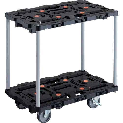 ＴＲＵＳＣＯ　連結式樹脂製２段台車　ビートル　７００Ｘ４５０　自在５輪　内２輪ストッパー付　ハンドルなし　BT720J5S2-E100　1 台