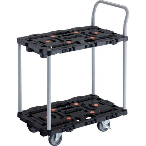 TRUSCO Interlocking Resin 2-Tier Cart Beetle 700X450 5 Swivel Wheels 2 Inside Wheels with Stoppers and Handle BT724J5S2-E100 1 Unit
