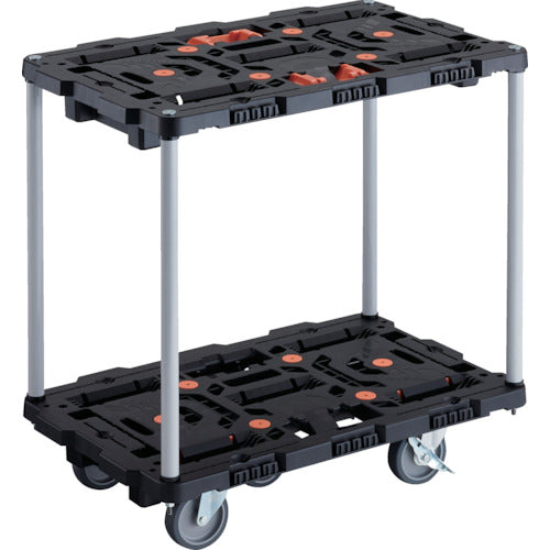TRUSCO Interlocking Resin 2-Tier Cart Beetle 700X450 5 Swivel Wheels 2 Inside Wheels with Stoppers Brazed Stoppers No Handle BT720J5S2-E100T 1 Unit