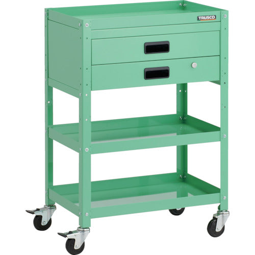 TRUSCO Tool Wagon Rabbit Wagon 600X400XH880 2-drawer Rubber Wheels Young Green RBW-963X-YG 1 unit