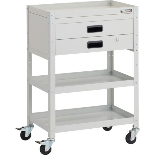 TRUSCO Tool Wagon Rabbit Wagon 600 x 400 x H880 with 2 drawers, rubber wheels, white, RBW-963X-W, 1 unit