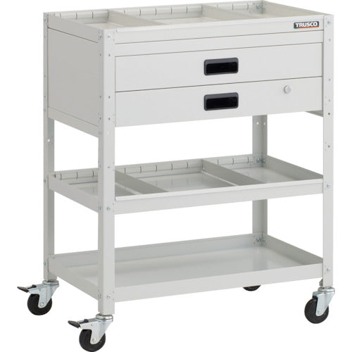 TRUSCO Tool Wagon Rabbit Wagon 700 x 450 x H880 2-drawer with 2-tier dividers Rubber wheels White RBW-973S2X-W 1 unit