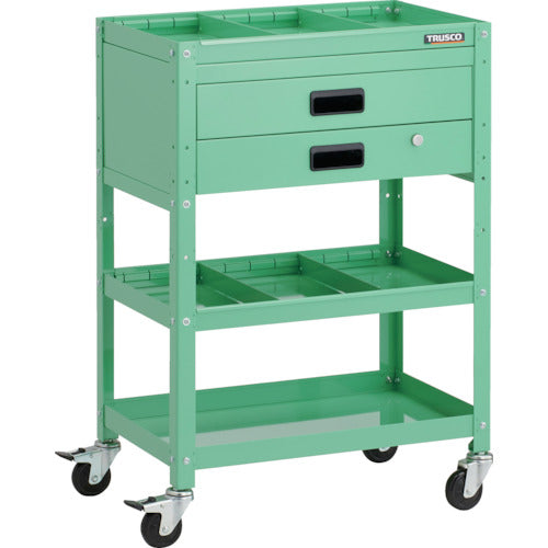 TRUSCO Tool Wagon Rabbit Wagon 600 x 400 x H880 2-drawer with 2-drawer dividers, rubber wheels, Young Green RBW-963S2X-YG 1 unit