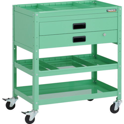 TRUSCO Tool Wagon Rabbit Wagon 700 x 450 x H810 2-drawer with 2-tier dividers Rubber wheels Young Green RBW-873S2X-YG 1 unit