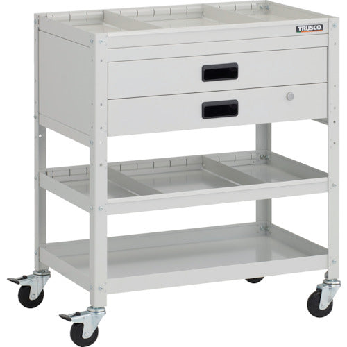 TRUSCO Tool Wagon Rabbit Wagon 700 x 450 x H810 2-drawer with 2-tier dividers Rubber wheels White RBW-873S2X-W 1 unit