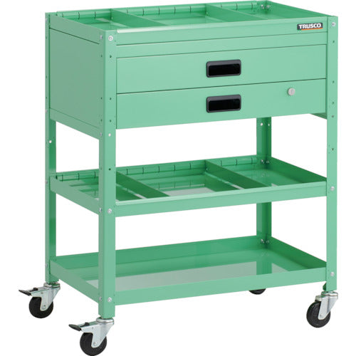 TRUSCO Tool Wagon Rabbit Wagon 700 x 450 x H880 2-drawer with 2-tier dividers Rubber wheels Young Green RBW-973S2X-YG 1 unit