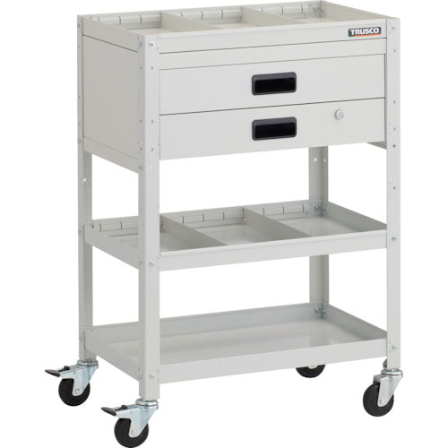 TRUSCO Tool Wagon Rabbit Wagon 600 x 400 x H880 2-drawer with 2-tier dividers Rubber wheels White RBW-963S2X-W 1 unit