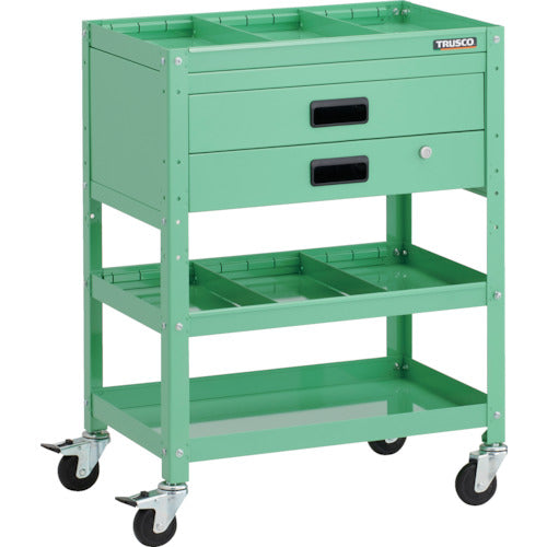 TRUSCO Tool Wagon Rabbit Wagon 600 x 400 x H810 2-drawer with 2-tier dividers Rubber wheels Young Green RBW-863S2X-YG 1 unit