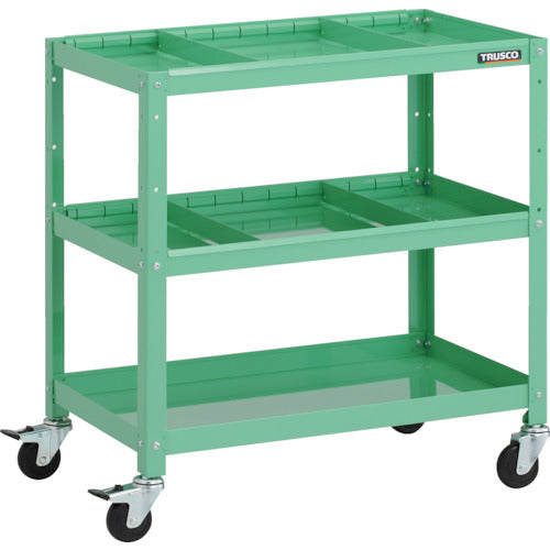 TRUSCO Tool Wagon Rabbit Wagon 700 x 450 x H740 with 2-tiered dividers, rubber wheels, Young Green RBW-773S2-YG 1 unit