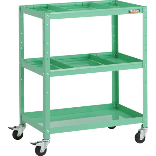 TRUSCO Tool Wagon Rabbit Wagon 700 x 450 x H880 with 2-tiered dividers, rubber wheels, Young Green RBW-973S2-YG 1 unit