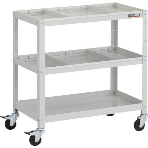 TRUSCO Tool Wagon Rabbit Wagon 700 x 450 x H740 with 2-tiered dividers, rubber wheels, white RBW-773S2-W 1 unit