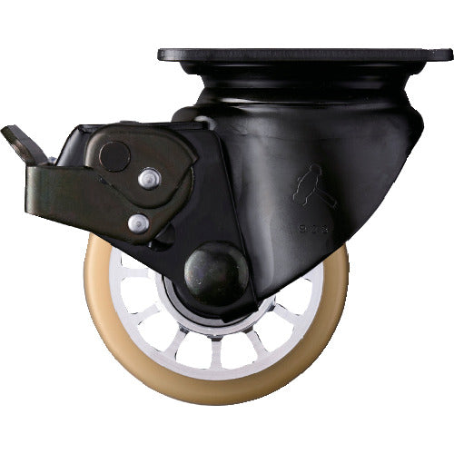 ハンマー　低床重荷重用旋回式ウレタン車輪（アルミホイール・ボールベアリング）７５ｍｍ　ストッパー付　545S-BAU75　1 個