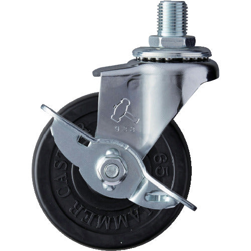 ハンマー　ねじ込み旋回式ゴム車輪　６５ｍｍ　Ｍ１２　ストッパー付　415A-30R65　1 個