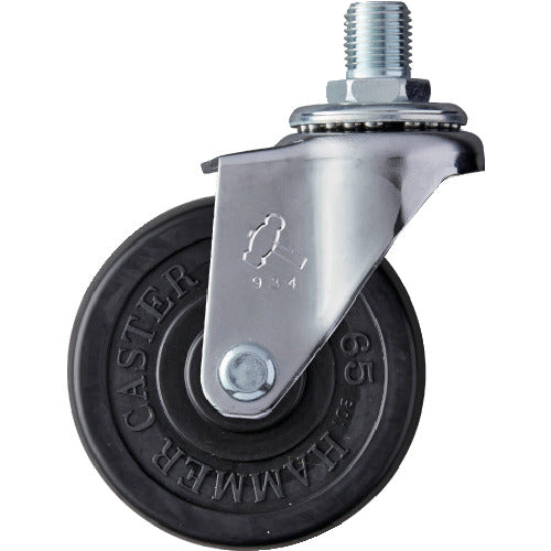 ハンマー　ねじ込み旋回式ゴム車輪　６５ｍｍ　Ｍ１２　420A-30R65　1 個