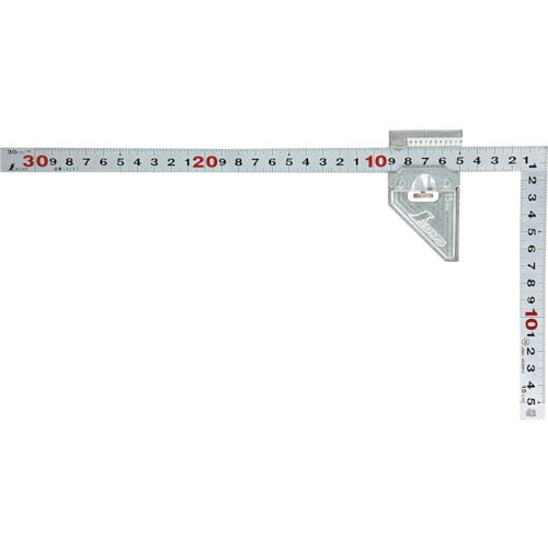 Shinwa Flat Ruler Silver 30cm Same front and back Metal stopper included JIS 12483 1 piece