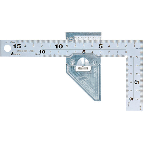 Shinwa Curved Ruler, Thick and Wide, Silver, 15cm, Same Markings on Both Sides, 8 Levels, Metal Stopper Included, 12485, 1 Piece