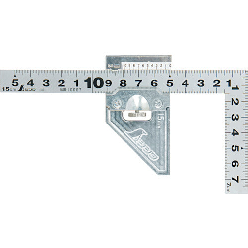 Shinwa Flat Ruler Silver 15cm Same size on both sides Metal stopper included 12482 1 piece