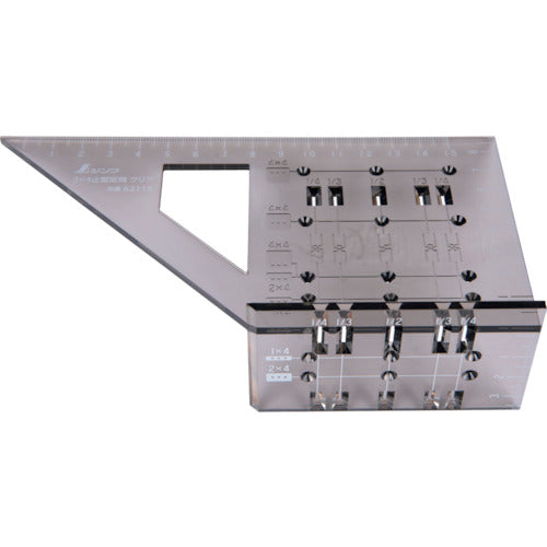 シンワ　２×４止型定規　クリア　62115　1 個