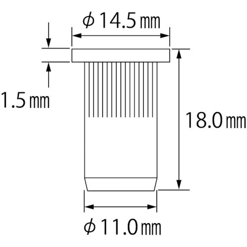 エビ　ローレットナット（平頭・スチール製）　エコパック　板厚４．０　Ｍ８Ｘ１．２５（１５個入）　NSD8RMP　1 PK