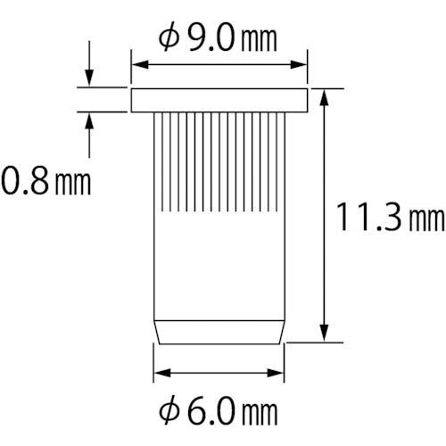 새우 롤렛 너트(평두·스틸제) 에코팩 판 두께 2.5 M4X0.7(35개입) NSD4RMP 1 PK