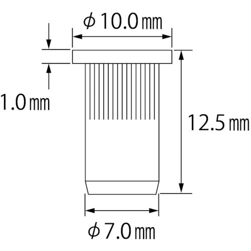 새우 널링 너트(평두・스틸제) 에코팩 판 두께 2.5 M5X0.8(30개입) NSD5RMP 1 PK