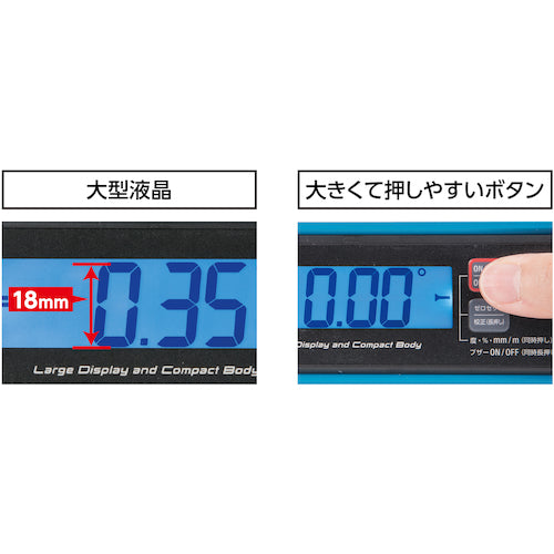 シンワ　ブルーレベル　Ｊｒ．　２　デジタル１８０ｍｍ　防塵防水　マグネット付　75321　1 個