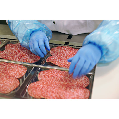 ＴＲＵＳＣＯ　使い捨てニトリル極薄手袋　粉無Ｍ　ブルー　（１００枚入）　TGL-726NM-A　1 箱