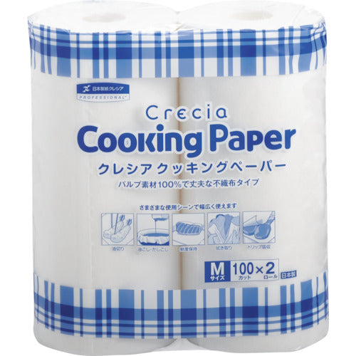 クレシア　クッキングペーパー　Ｍ　１００カット　２ロール　（２巻入）　38731　1 PK