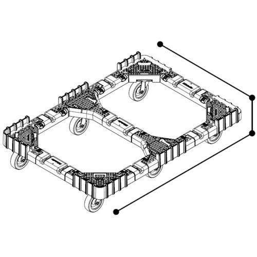 ＴＲＵＳＣＯ　ＯＣドーリー　７５Ｌオリコン用　エラストマー車輪　６輪自在ストッパー付　ブルー　OCD-75AS-B　1 台
