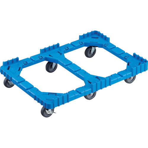 ＴＲＵＳＣＯ　ＯＣドーリー　７５Ｌオリコン用　エラストマー車輪　６輪自在ストッパー付　片側ガード無し　ブルー　OCD-75BS-B　1 台