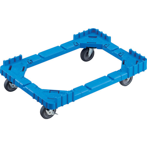 ＴＲＵＳＣＯ　ＯＣドーリー　５０Ｌオリコン用　エラストマー車輪　４輪自在ストッパー付　片側ガード無し　ブルー　OCD-50BS-B　1 台