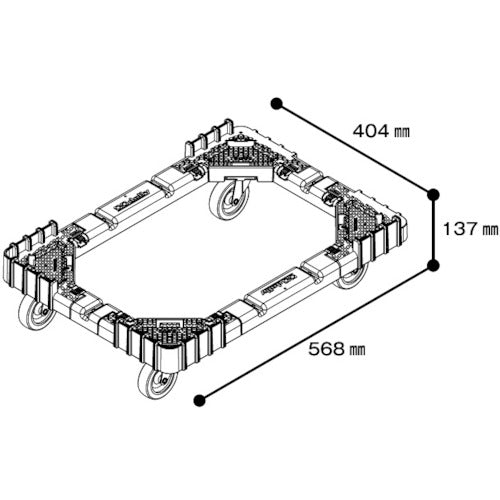 TRUSCO OC Dolly for 50L containers, nylon wheels, 4 free-moving wheels, no guard on one side, blue, OCD-50BN-B, 1 unit