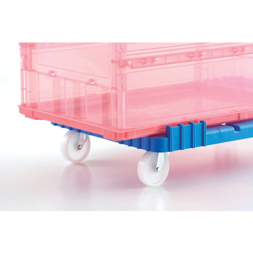 TRUSCO OC Dolly for 50L containers, nylon wheels, 4 free-moving wheels, no guard on one side, blue, OCD-50BN-B, 1 unit