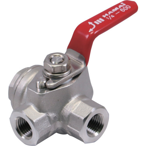 HAMAI 스테인리스제 금유 처리 3방 볼 밸브(L포트) RSS-31-10RC 1개