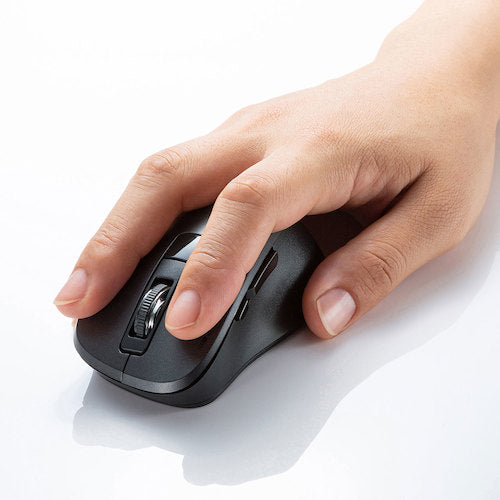 SANWA Silent Wireless Blue LED Mouse (5 Buttons, Black) MA-WBL153BK 1 pc