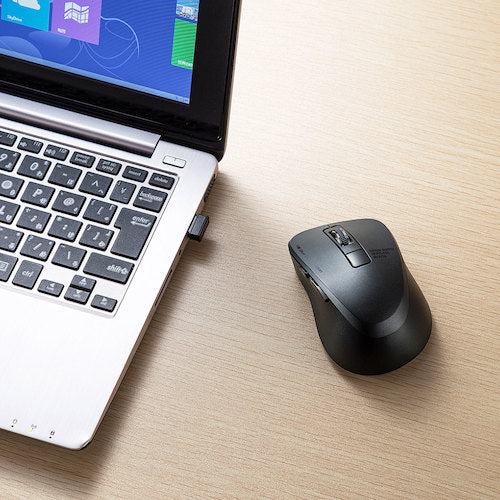 SANWA Silent Wireless Blue LED Mouse (5 Buttons, Black) MA-WBL153BK 1 pc